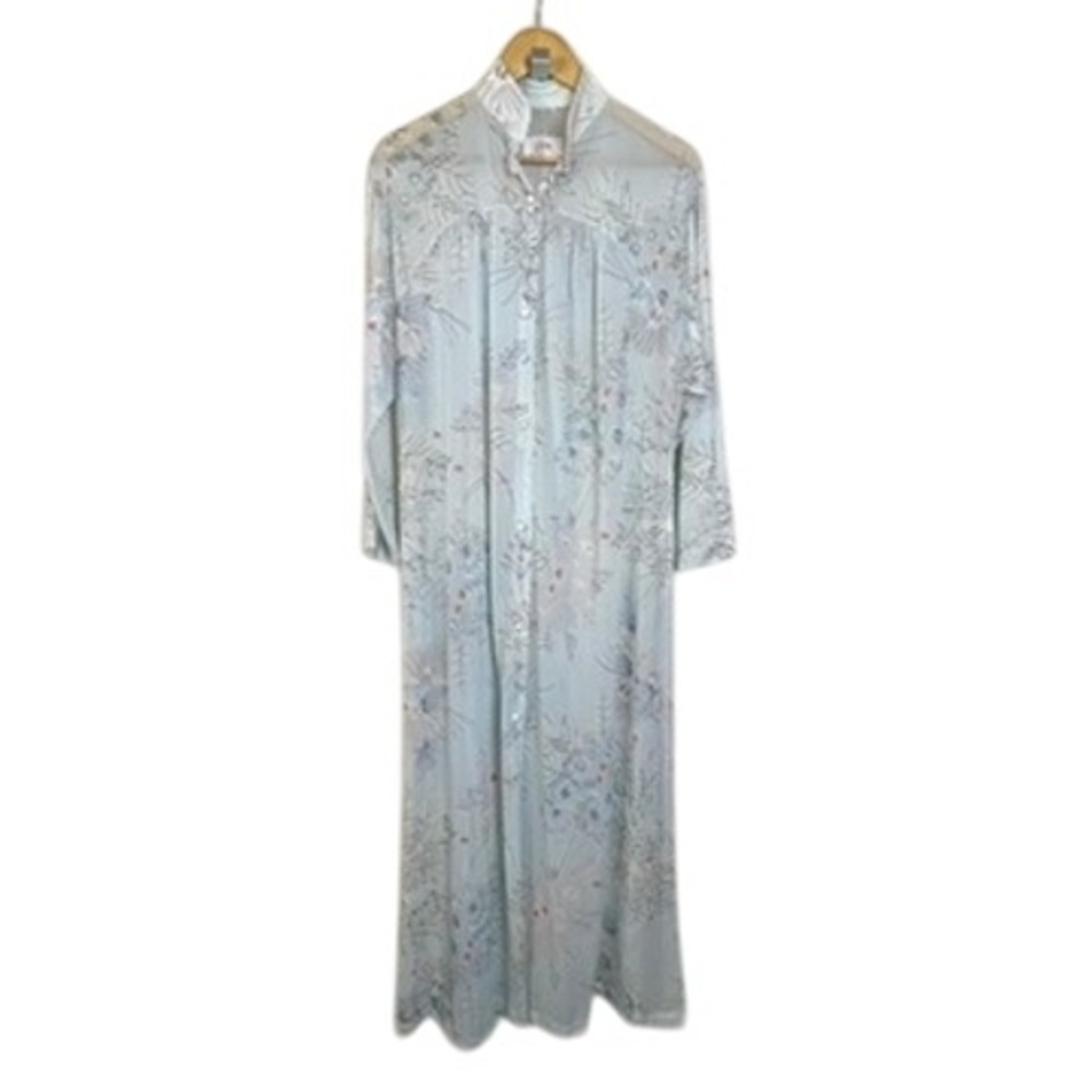 Vera for Formfit Rogers Womens Blue Floral Lightweight Nightgown Robe